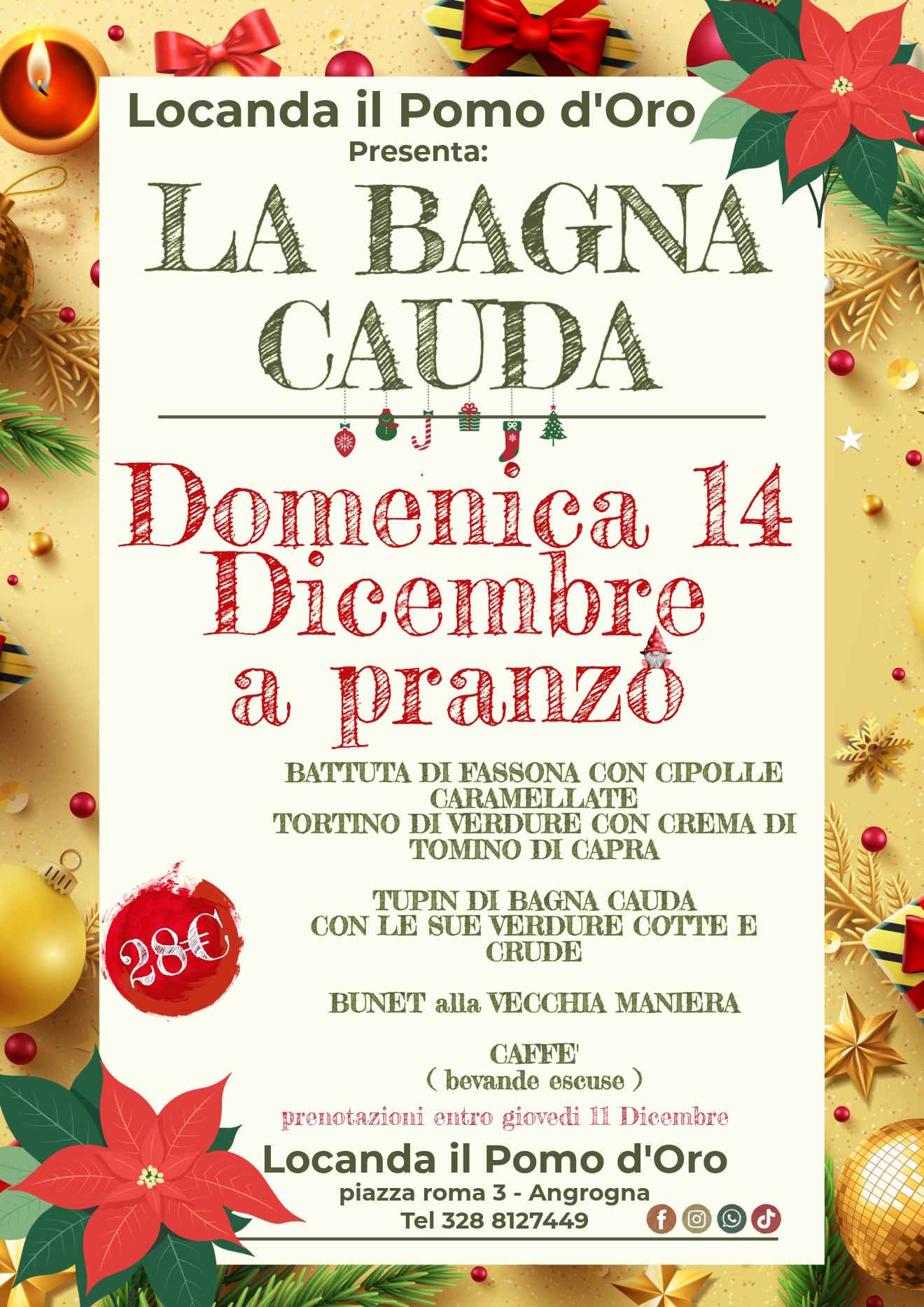 Menu bagna cauda 14 dicembre